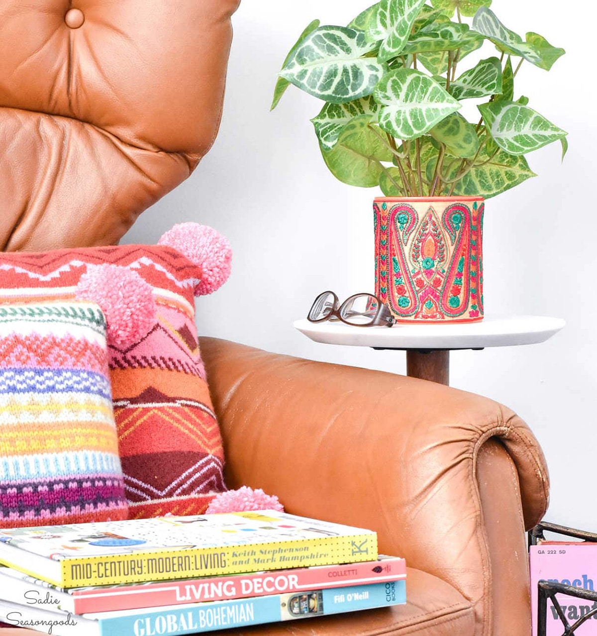 Boho planters created from items from the recycling bin.