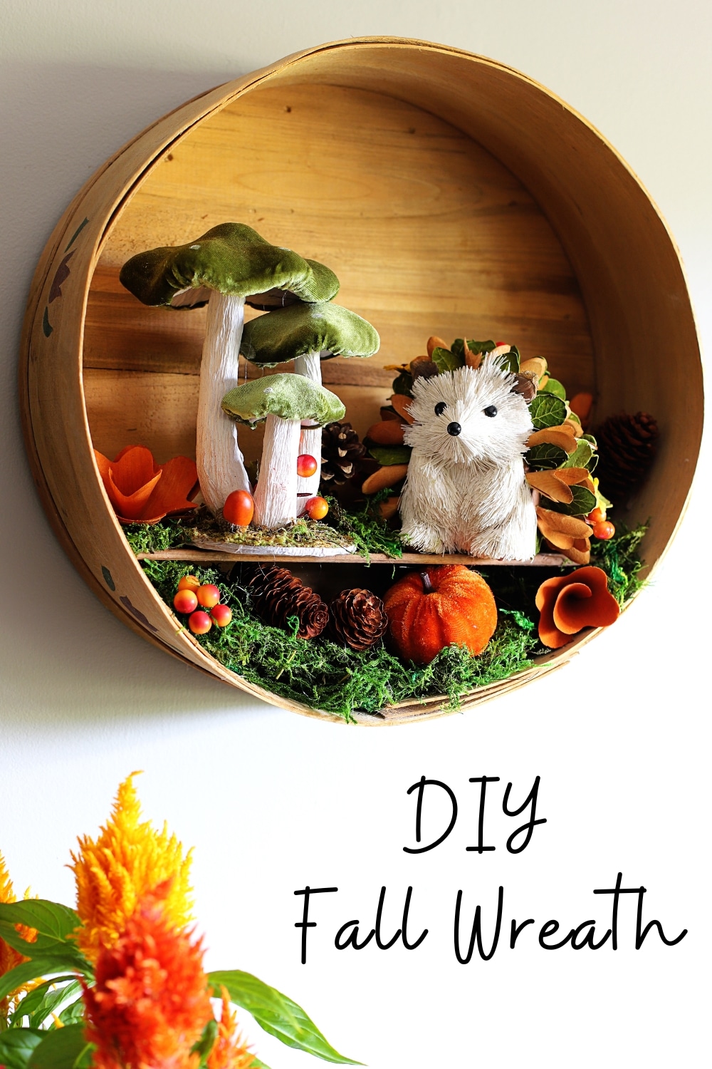 Learn how to transform a vintage round cheese box from the thrift store into a beautiful fall wreath with this easy DIY project. Perfect for adding rustic charm to your autumn decor!