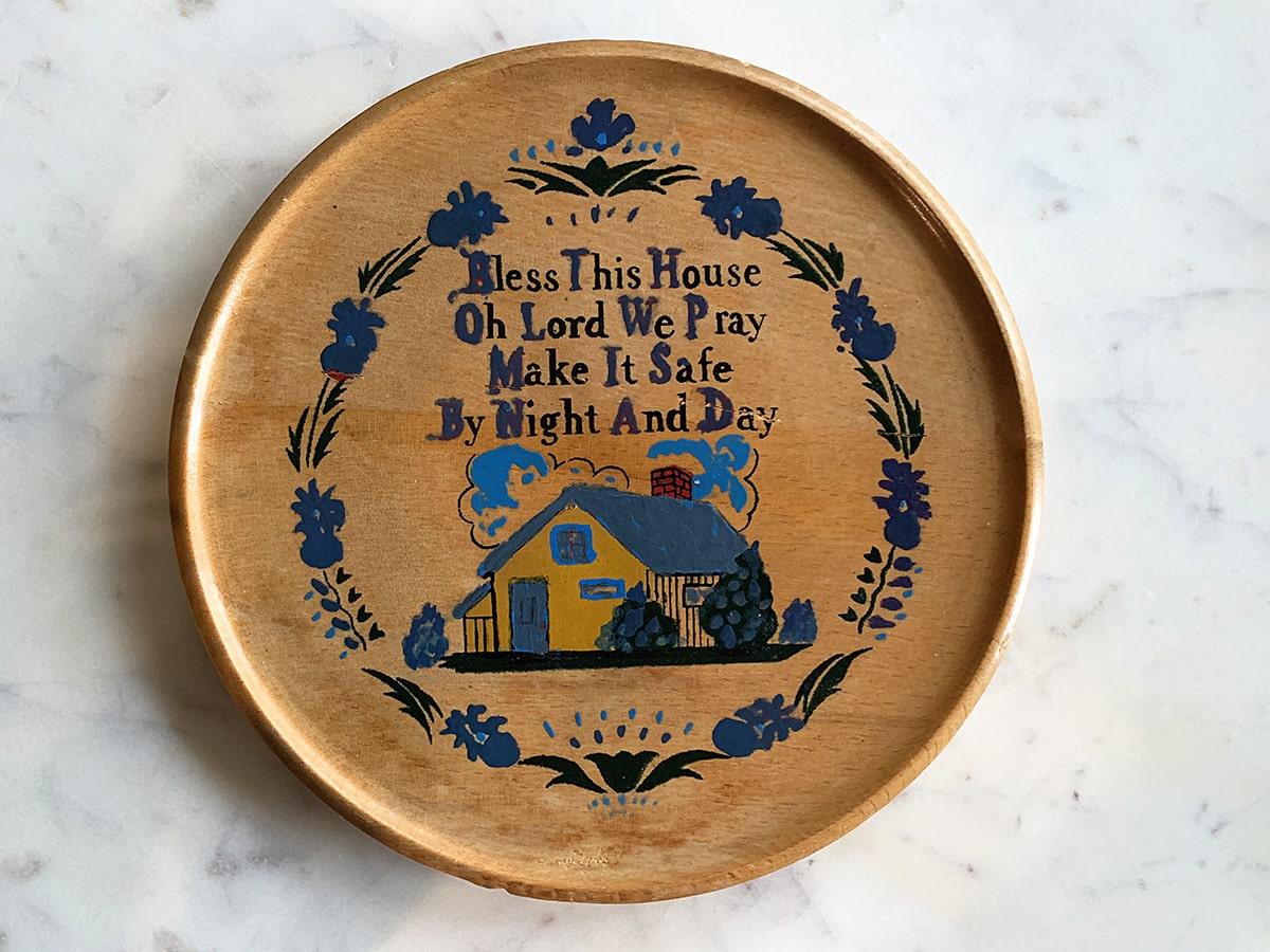 1960s vintage wooden plaque with inspirational saying. Originally made to be hung in the kitchen but will be repurposed into a catch-all tray.